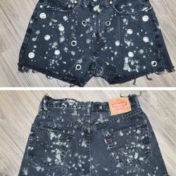 Levi's 550 Distressed Bleach-dyed Cutoff Denim Shorts