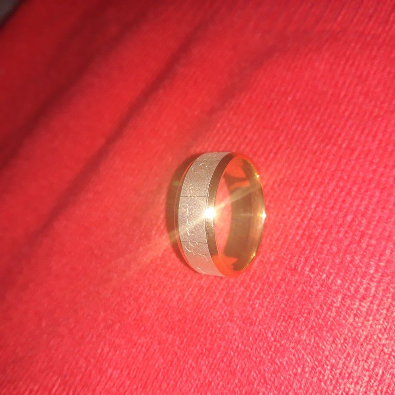 Stainless Steel Gold Ring Size 10 Engraved Letter Forever Love,  New Never Worn. 
