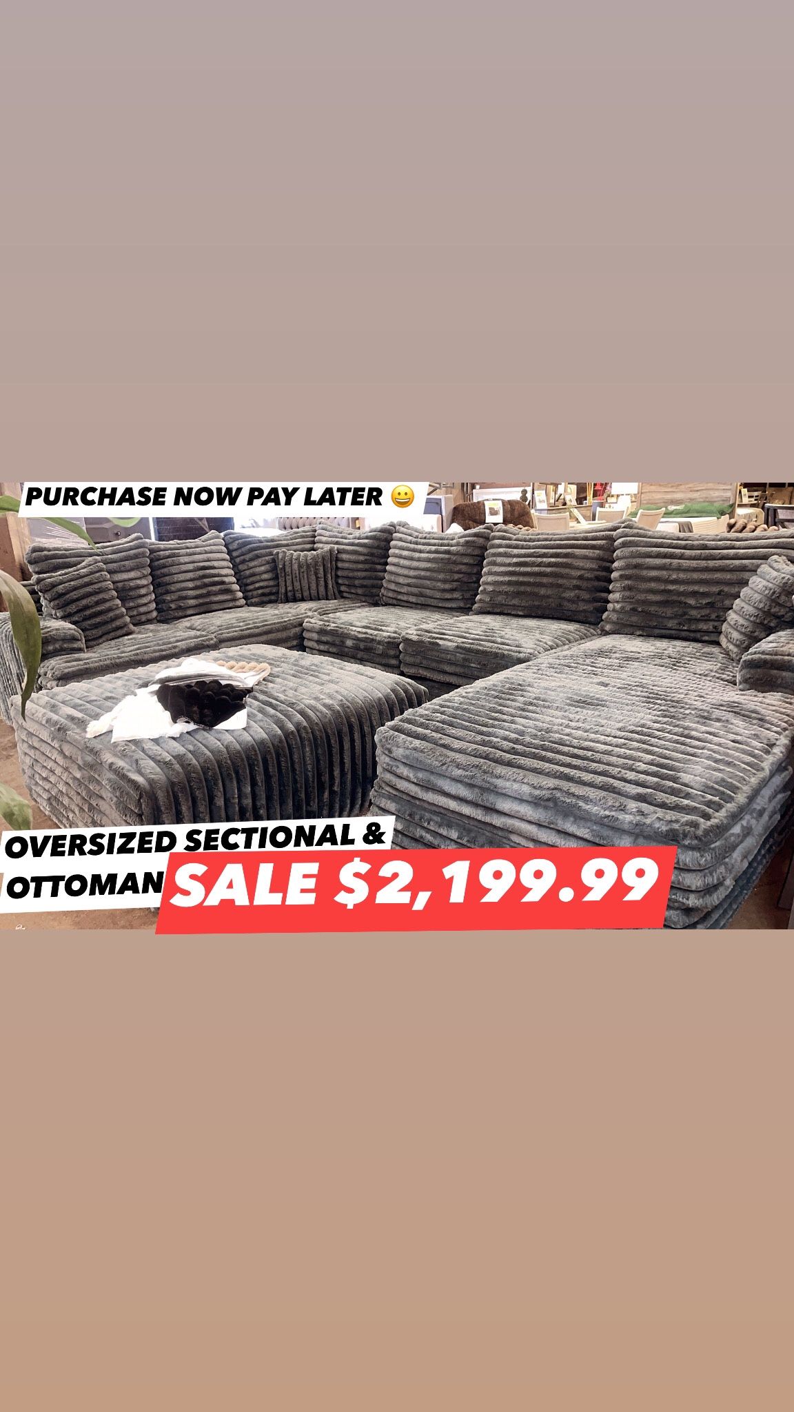 Oversized Sectional With Ottoman 
