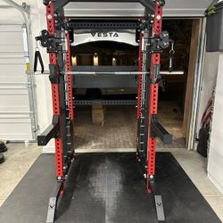 PRO SERIES Ultimate 3-1 Half Rack Functional Trainer w/Smith Machine Bar | 400lb Stack | Gym Equipment | Fitness | Commercial | Squat Rack 