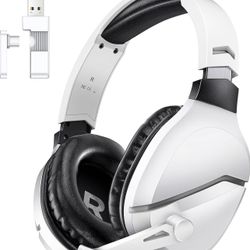 Wireless Gaming Headset with Noise Canceling Microphone for PS5, PC, PS4, 2.4G/Bluetooth Gaming Headphones with USB and Type-c Connector, Wired Mode f