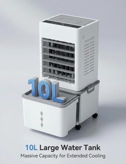 Evaporative Air Cooler with 10L(2.64 Gal) Large Tank,8 Speeds & 3 Wind Modes, 80° Oscillation,24H Timer,Remote Control,LED Display, Mist & Humidifier 