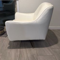 Leather Accent Chairs (2) White Leather Swivel