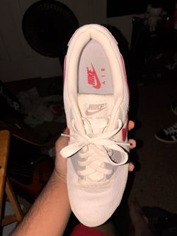 Red grey and white Nike maxes