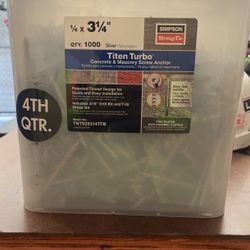 Simpson Strong-Tie TNTS25314TFB - Titen Turbo T-25 Flat Head Silver 1/4" x 3-1/4" 1000ct