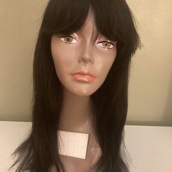 New Dark Brown With Bangs Glueless Wig