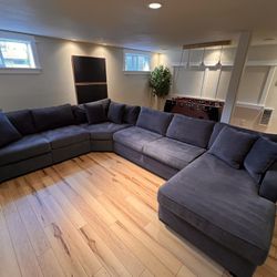 Radley Fabric 6-Piece Chaise Sectional and Ottoman