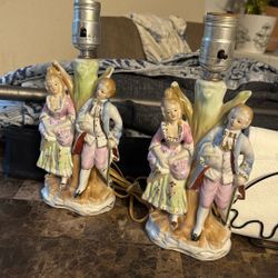 two antique lamps 