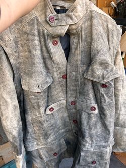 Distressed Leather Jacket 2XL