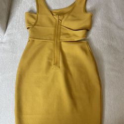 Womens Yellow Cutout Mini Dress