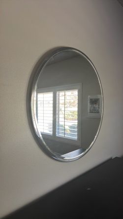 large round mirror silver almost 36 inches across
