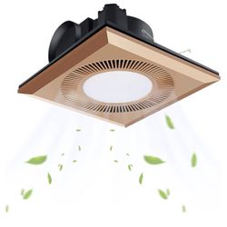 374 CFM Bathroom Exhaust Fan with 6500K LED Light Combo - Square Gold Quiet Ventilation Fan