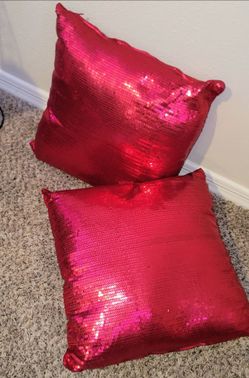 Red sequin throw pillows