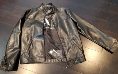 A|E Emporio Collezioni - Black Moto Leather Jacket Size Medium