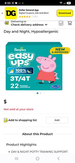 Pampers Easy Ups 3T/4T Training Underwear 22ct