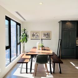 Acacia Wood Dining Table (brand new, slightly damaged)