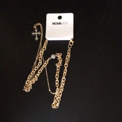 Nova Men Gold Chain Necklace with Cross Pendant