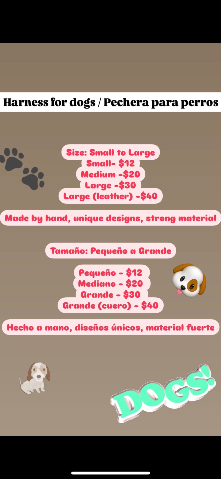 Harness for dogs / pechera para perros