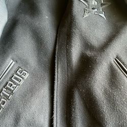 Houston Astros Leather Black Letterman Jacket 