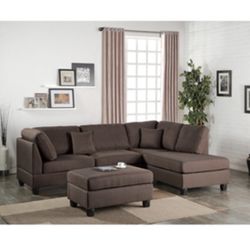 Gorgeous Chocolate Colored 3 Piece Sectional Set