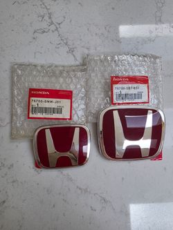 Genuine OEM Honda JDM Red H Emblems – Front & Rear – Japan Imported – NEW