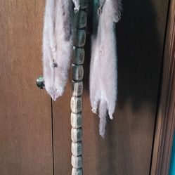Goth Mink Collar Skeleton Walking Stick