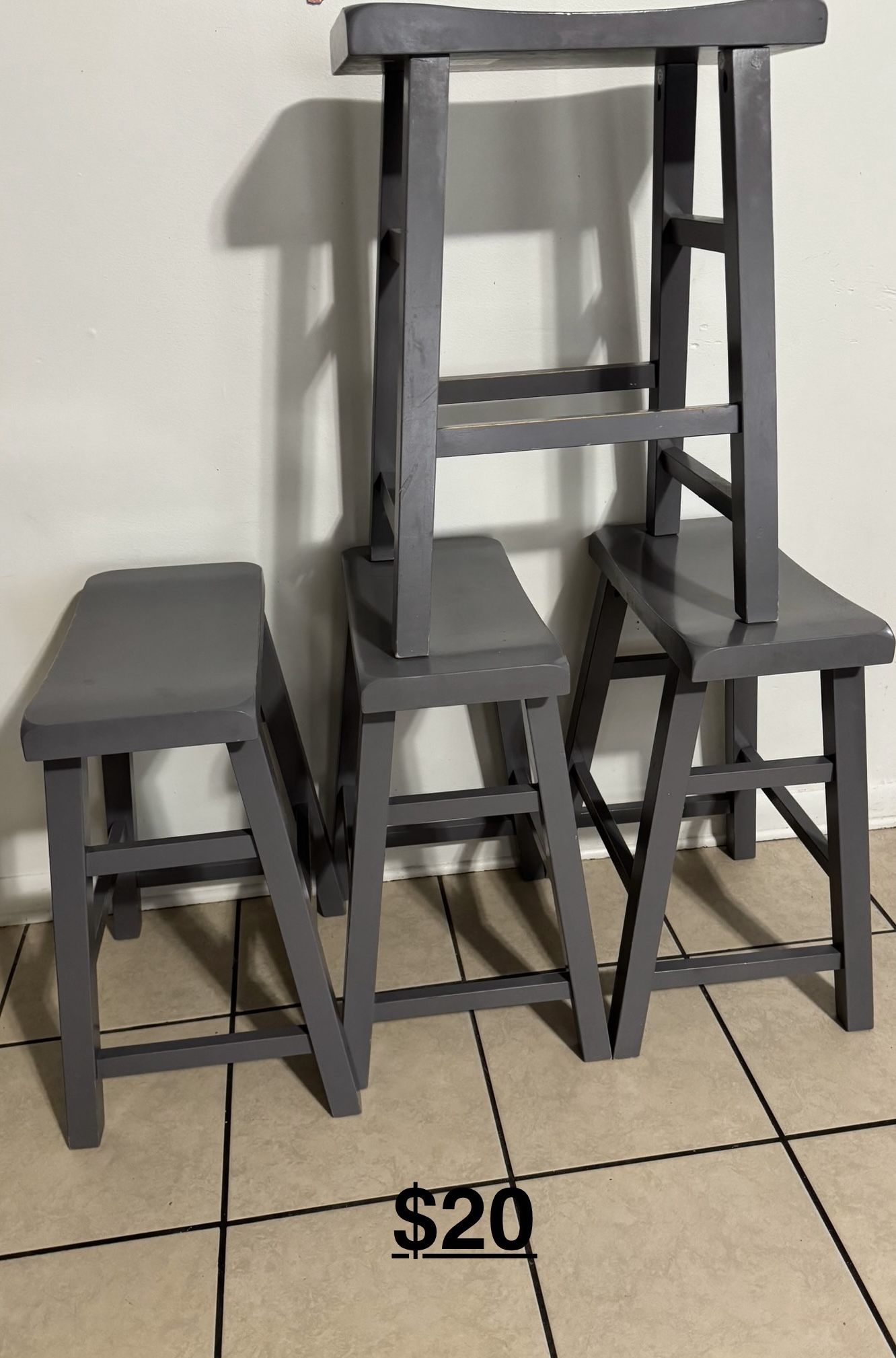 4 Gray Stools $20