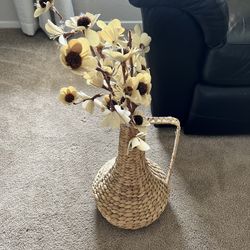Rattan Vase With Flowers