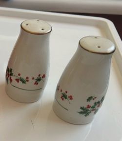 Vintage white salt and pepper shaker