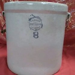 Vintage RARE J.A. Bauer Pottery Co. 8 Gallon Stoneware Crock