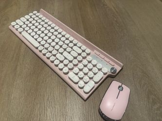 Pink Mechanical Typewriter Keyboard w/ Mouse