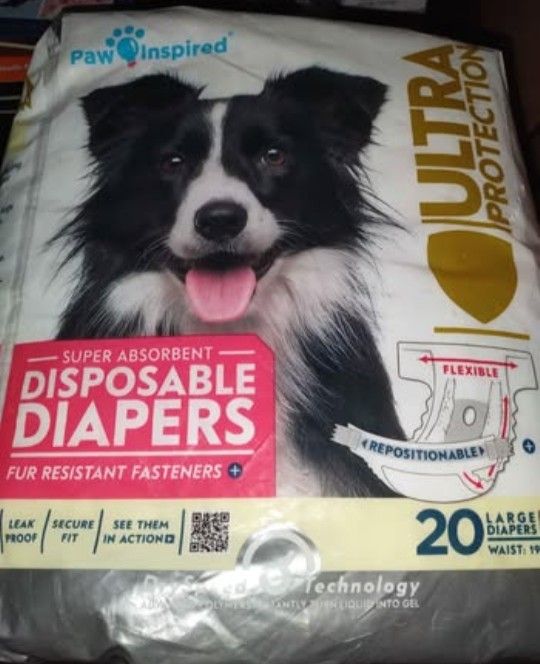Paw inspired disposable diapers 20 large Dog