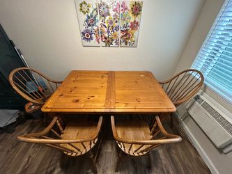 Free solid wood table + chairs