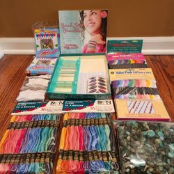 Friendship Bracelet Loom Kits/String Art Embroidery Floss & Bobbins/Czech DRUK Glass Beads~Concert/Birthday/Pool/Slumber Party Supplies