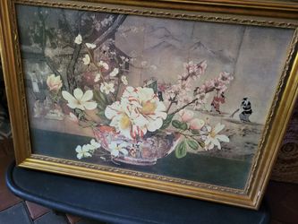 Botanical Art Canvas By Dimitry Alexandria Stunning Distressed Golden Ornate Frame 