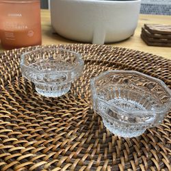 Set Of Two Vintage Crystal Candle Holders In Box