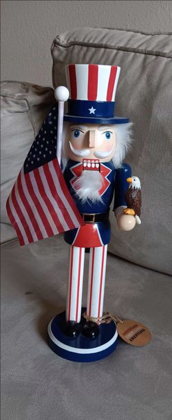 Wooden Uncle Sam Stars & Stripes American Christmas Nutcracker 14"
