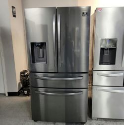 Samsung 4‑Door French Door Fridge – Black Stainless, Ice/Water