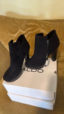 Aldo Black Suede 5” Platform Ankle Boots