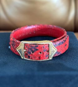 STINGHD Red Python Skin 18k yellow gold KK Buckle Bracelet w/Box RARE