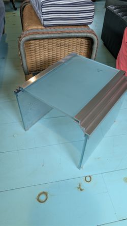 4-Piece Vintage Aluminum & Glass Waterfall End Tables - Art Deco / Postmodern Style