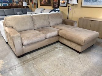 MAX HOME Taupe Suede Track Arm Sectional w/ Reversible Chaise