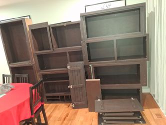 Dark Brown Wood kitchen cabinets  top