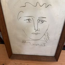 Original Pablo Picasso 'Pour Roby' lithograph Etching Drawing in Frame 11”x14”