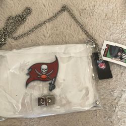 New NFL Tampa Bay Buccaneers Crossbody Shoulder  Clear Purse Stadium Friendly Bag
