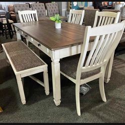 Bolanburg Dining Table And 4 Chairs And Bench/ Fast Delivery 