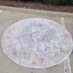 Safavieh Mystique 6'7" Round Rug - Grey/Light Blue/Pink