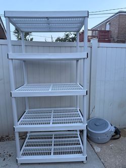 White Plastic 4-Tier Storage Shelving Unit