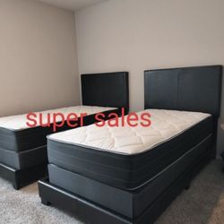 AMAZING DEAL !! 2 TWIN BED FRAMES , 2 TWIN MATTRESSES WITH BOX SPRINGS!!!