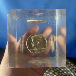 1964 BU GEM UNC Kennedy Half Dollar 90% SILVER 50c Coin 1st Year paper weight  Has 5 coins  